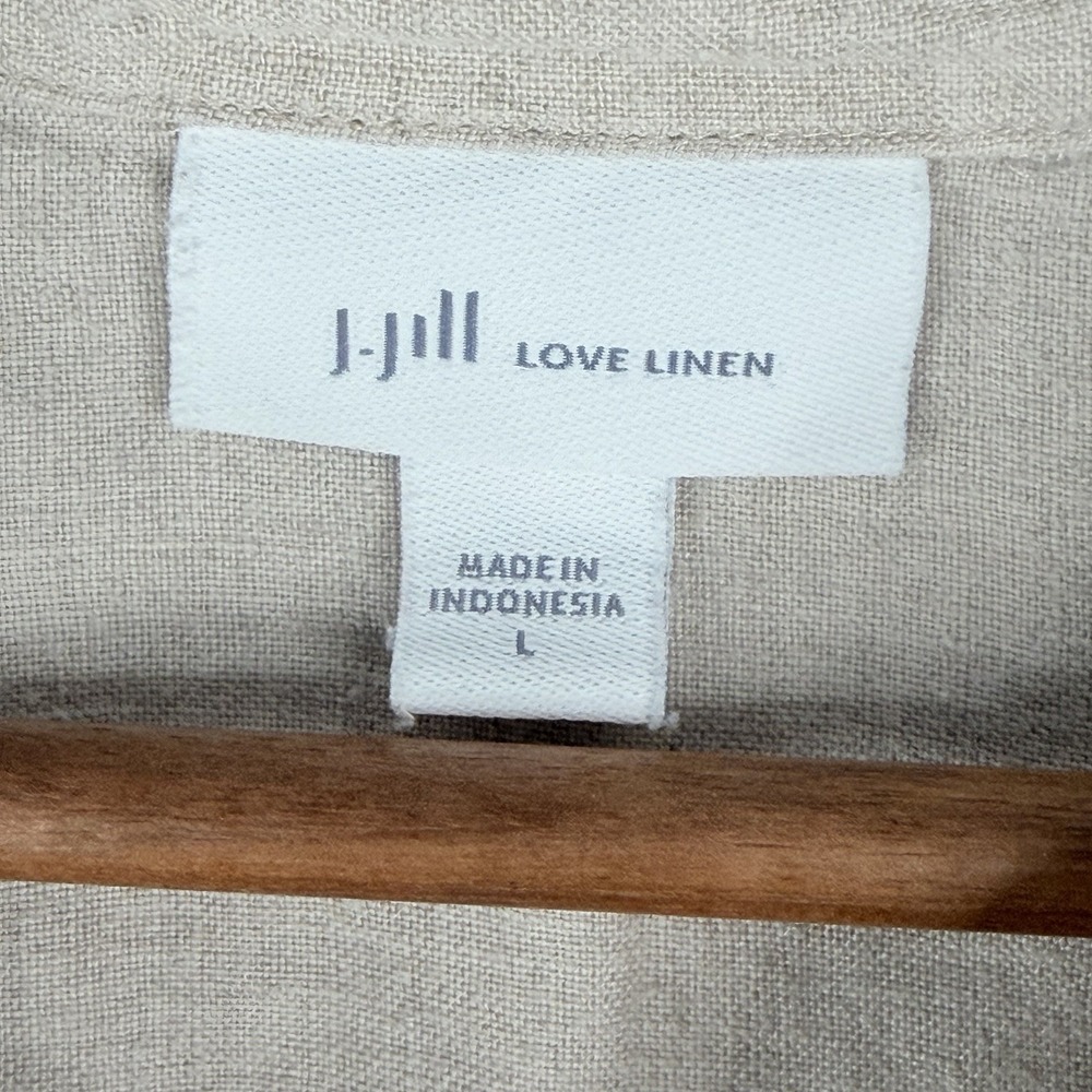 J Jill Love Linen top Women's Casual Short Sleeve 100% Linen Button Up SZ-L - Picture 9 of 16